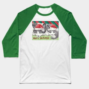 cat Christmas holiday gift  art Baseball T-Shirt